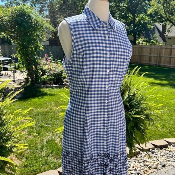 ISAACMIZRAHI Live Dresses & Skirts - ISAACMIZRAHI Live Blue & White Checked Midi Sleeveless Dress Size 12